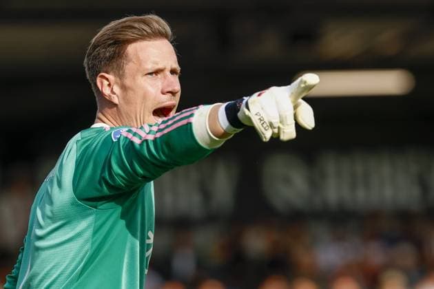 VELSEN, 30-08-2026 , BUKO Stadium , season 2026 2027 , Dutch Eredivisie football , match between Telstar and Ajax , picture shows Ajax goalkeeper Marc Andre ter Stegen Telstar - Ajax  x206255141x Copyright:
