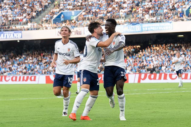 SSC Napoli v Como 1907 - Serie A Enilive Martin Baturina of Como 1907 celebrates after scoring first goal during the Serie A Enilive match between SSC Napoli and Como 1907 at Diego Armando Maradona Stadium on August 30, 2026 in Naples, Italy Naples Diego Armando Maradona Stadium Campania Italy Copyright: xGiuseppexMaffiax 260830_SerieA_Napoli-Como_02351