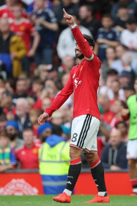 Manchester United, ManU v Ipswich Town - Premier League 2026 27 Bruno Fernandes of Manchester United celebrates 4th and hat-trick goal during the Premier League 2026 27 match between Manchester United and Ipswich Town at Old Trafford on August 30, 2026 in Manchester, England. WARNING! This Photograph May Only Be Used For Newspaper And Or Magazine Editorial Purposes. May Not Be Used For Publications Involving 1 player, 1 Club Or 1 Competition Without Written Authorisation From Football DataCo Ltd. For Any Queries, Please Contact Football DataCo Ltd on +44 (0) 207 864 9121 Manchester Old Trafford England United Kingdom Copyright: xAllstarxPicturexLibraryxLtdx