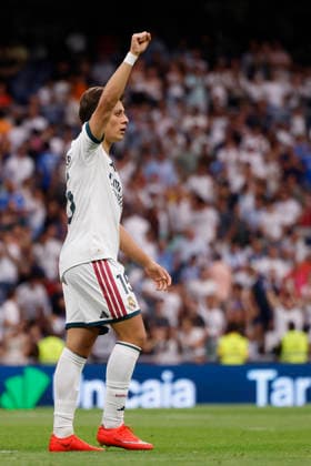 RECORD DATE NOT STATED Arda Guler (Real Madrid CF) celebrates after scoring his team˜s fourth goal during the LaLiga EA Sports match between Real Madrid CF and Malaga CF at Estadio Santiago BernabÃ u on August 30, 2026 in Madrid, Spain. (Photo by Manu Reino DeFodi Images) -