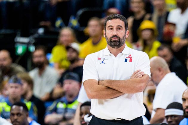 260830 Head coach Frederic Fauthoux of France during the FIBA World Cup Qualifier basketball game between Sweden and France on August 30, 2026 in Stockholm. Photo: Joel Marklund BILDBYRAN kod JM JM0848 bbeng basket basketball vm-kval fiba world cup qualifiers sverige sweden frankrike france Copyright: JOELxMARKLUND BB260830JM063