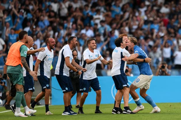Ni Napoli 30 08 2026 - campionato di calcio serie A Napoli-Como foto Nicola Ianuale Image nella foto: esultanza gol Rasmus Hojlund 