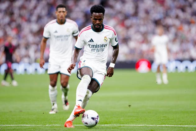 LA LIGA EA Sports - Real Madrid vs Malaga MADRID, SPAIN - August 30:Vinicius Junior of Real Madrid in action during the La Liga 2026 27 match between Real Madrid and Malaga at Santiago Bernabeu Stadium. (Photo by Guille Martinez f22photo) Madrid Santiago Bernabeu Stadium Spain Copyright: xGuillermoxMartinezx