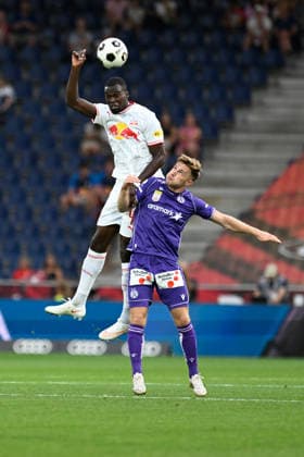 20260830 FC Red Bull Salzburg v FK Austria Wien - Admiral Bundesliga SALZBURG, AUSTRIA - AUGUST 30: Kevin Boma of Salzburg and Johannes Eggestein of Austria Wien during the Admiral Bundesliga match between FC Red Bull Salzburg and FK Austria Wien at Red Bull Arena on August 30, 2026 in Salzburg, Austria. Salzburg Red Bull Arena Salzburg Austria