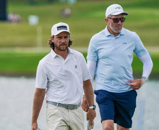 August 30, 2026, Atlanta, Georgia, USA: Tommy Fleetwood (ENG) and his caddie, Ian Finnis, on the putting range before the final round of the 2026 TOUR Championship at East Lake Golf Club. PGA, Golf Herren 2026: TOUR Championship - Final Round  - ZUMAw109 20260830_fap_w109_005 Copyright: xDebbyxWongx