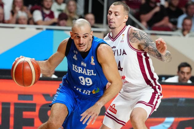 August 30, 2026, Riga, Latvija: TOMS LEIMANIS (R) of Latvia vies with GUY PALATIN of Israel during the FIBA Basketball World Cup 2027 European Qualifiers Second Round Ã‚Â· Group K match between Latvia and Israel at Xiaomi Arena, in Riga, Latvia, August 30, 2026 FIBA Basketball World Cup 2027 European Qualifiers Second Round Ã‚Â· Group K Match Between Latvia And Israel  - ZUMAp305 20260830_zip_p305_037 Copyright: xEdijsxPalensx