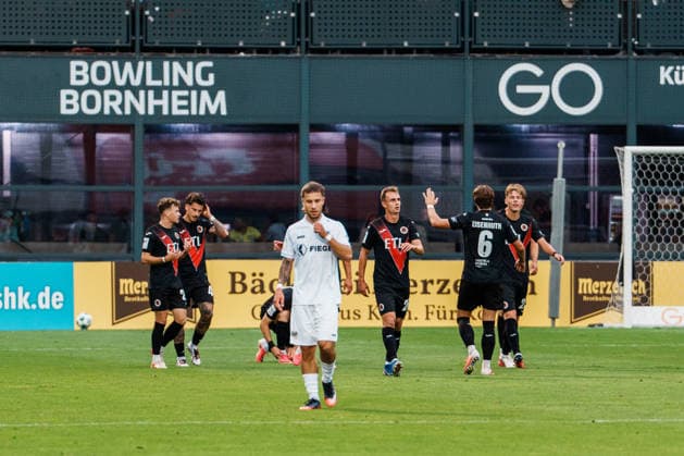 Deutschland: Fußball 3. Liga Männer 2026 - 2027, 3. Spieltag - FC Viktoria Köln vs SC Preußen Münster (Köln): Jubel, Emotionen nach Tor von David Otto (FC Viktoria Köln, 10) 2 zu 0 Copyright: xThiemoxRudolphx