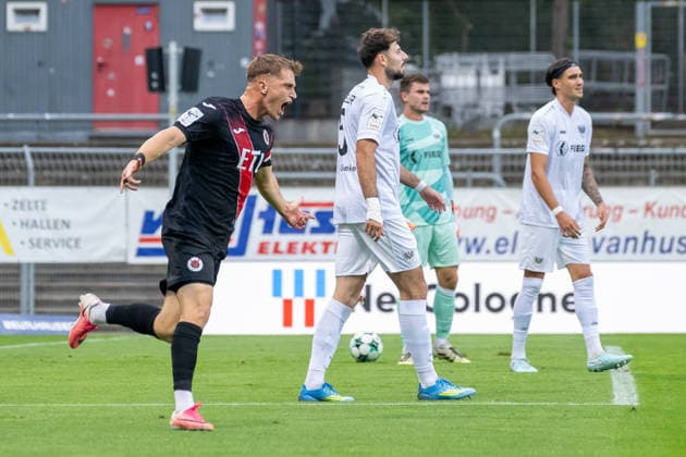David Otto (Viktoria Koeln, 10) bejubelt sein Tor zum 2:0. FC Viktoria Koeln vs. SC Preussen Muenster, Fussball, 3. Liga, 03. Spieltag, Saison 2026 2027, 30.08.2026 DFL DFB Regulations prohibit any use of Photographs as image sequences and or Quasivideo FC Viktoria Koeln vs. SC Preussen Muenster, Fussball, 3. Liga, 03. Spieltag, Saison 2026 2027, 30.08.2026 Koeln Copyright: xEibner-Pressefoto ThomasxHaeslerx EP_THR