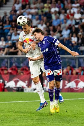 SOCCER - BL, RBS vs A.Wien SALZBURG,AUSTRIA,30.AUG.26 - SOCCER - ADMIRAL Bundesliga, Red Bull Salzburg vs FK Austria Wien. Image shows Haris Tabakovic (RBS) and Reinhold Ranftl (A.Wien).  GEPAxpictures xJulioxArellano