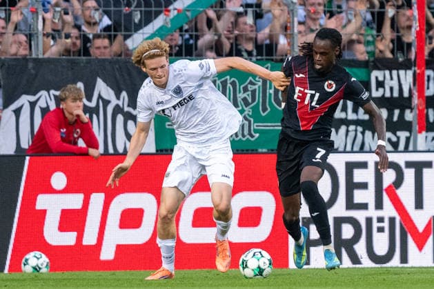 Zweikampf zwischen Niklas Varelmann (SC Preussen Muenster, 36) und Yannick Tonye (Viktoria Koeln, 07). FC Viktoria Koeln vs. SC Preussen Muenster, Fussball, 3. Liga, 03. Spieltag, Saison 2026 2027, 30.08.2026 DFL DFB Regulations prohibit any use of Photographs as image sequences and or Quasivideo FC Viktoria Koeln vs. SC Preussen Muenster, Fussball, 3. Liga, 03. Spieltag, Saison 2026 2027, 30.08.2026 Koeln Copyright: xEibner-Pressefoto ThomasxHaeslerx EP_THR