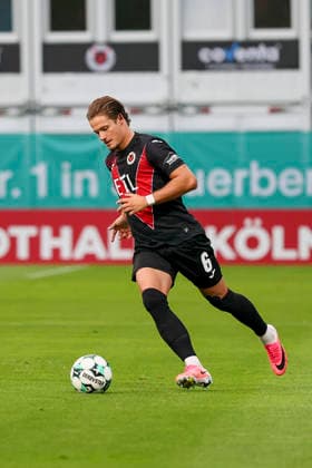 KOELN, GERMANY - AUGUST 30, 2026: Tobias Eisenhuth (FC Viktoria Köln, 6) during the 3rd division match on gameday 3 between Viktoria Koeln vs. Preußen Muenster at the Sportpark Hoehenberg on August 30, 2026 in Koeln, Germany. DFL REGULATIONS PROHIBIT ANY USE OF PHOTOGRAPHS AS IMAGE SEQUENCES AND OR QUASI-VIDEO. Nordrhein-Westfalen Germany Copyright: xLeahxKohringx