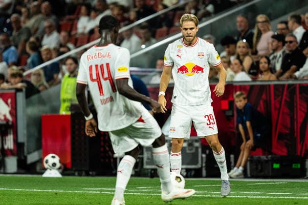 SOCCER - BL, RBS vs A.Wien SALZBURG,AUSTRIA,30.AUG.26 - SOCCER - ADMIRAL Bundesliga, Red Bull Salzburg vs FK Austria Wien. Image shows KÃ vin Boma (RBS) and Leandro Morgalla (RBS).  GEPAxpictures xJulioxArellano