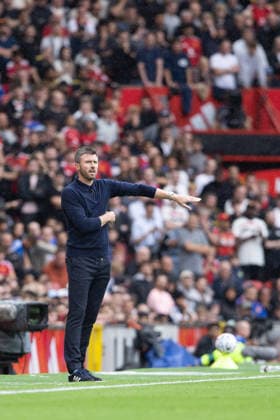 MANCHESTER, ENGLAND, AUGUST 30: Manchester United, ManU manager Michael Carrick gestures during a 2026 27 Premier League match between Manchester United and Ipswich Town at Old Trafford in Manchester, England. (Richard Callis ) Richard Callis Fotoarena (Richard Callis SPP) Copyright: xRichardxCallisx xSPPx spp-en-RiCa-3007406