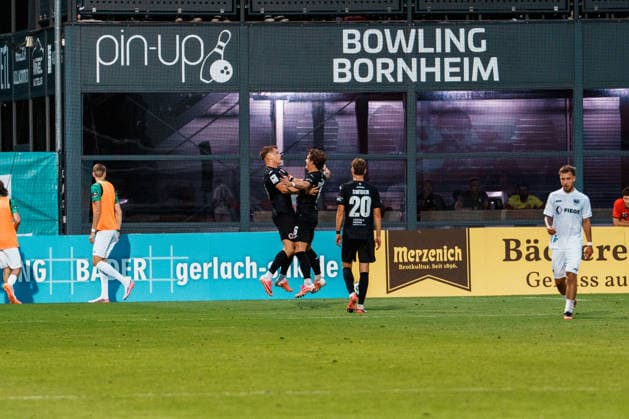 Deutschland: Fußball 3. Liga Männer 2026 - 2027, 3. Spieltag - FC Viktoria Köln vs SC Preußen Münster (Köln): Jubel nach Tor von David Otto (FC Viktoria Köln, 10) zum 3 zu 1 Copyright: xThiemoxRudolphx