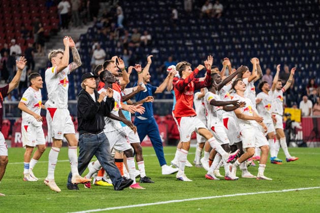 SOCCER - BL, RBS vs A.Wien SALZBURG,AUSTRIA,30.AUG.26 - SOCCER - ADMIRAL Bundesliga, Red Bull Salzburg vs FK Austria Wien. Image shows the rejoicing of RBS.  GEPAxpictures xJulioxArellano