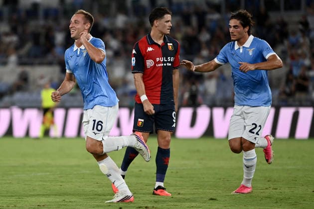 As Roma 30 08 2026 - campionato di calcio serie A Lazio-Genoa foto Antonello Sammarco Image nella foto: esultanza gol Davide Frattesi 