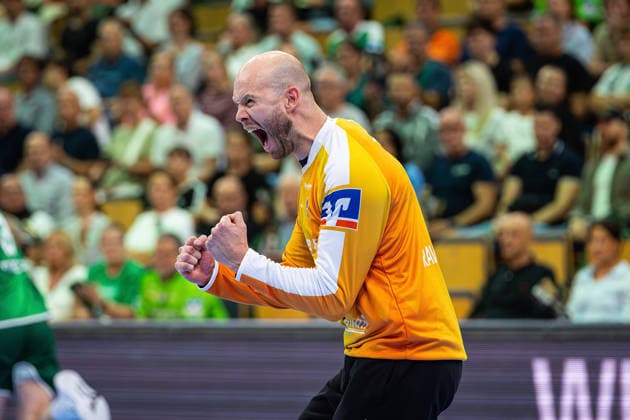 30.08.2026, xovx, Handball Opel Handball-Bundesliga, HSG Wetzlar - SG BBM Bietigheim Jubel bei Bart Ravensbergen (HSG Wetzlar) Wetzlar Buderus Arena Hessen Deutschland (DE)