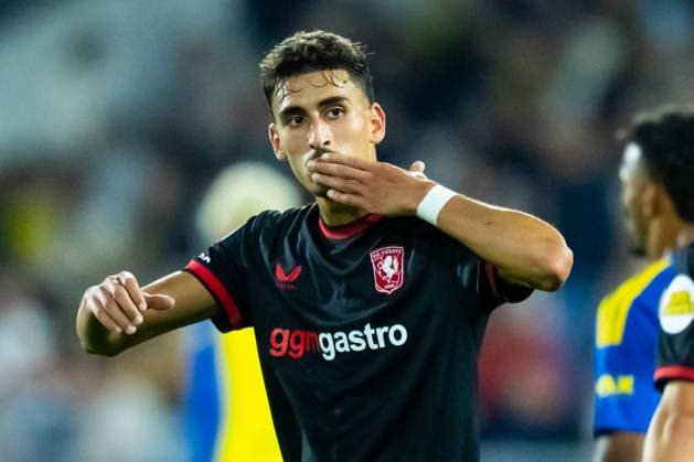 LEEUWARDEN , 30 08-2026 , Kooi Stadium , season 2026 2027 , Dutch Eredivisie football , match between SC Cambuur and FC Twente , picture shows goal celebration by FC Twente player Younes Taha 0-4 Cambuur - Twente  x206263268x Copyright: