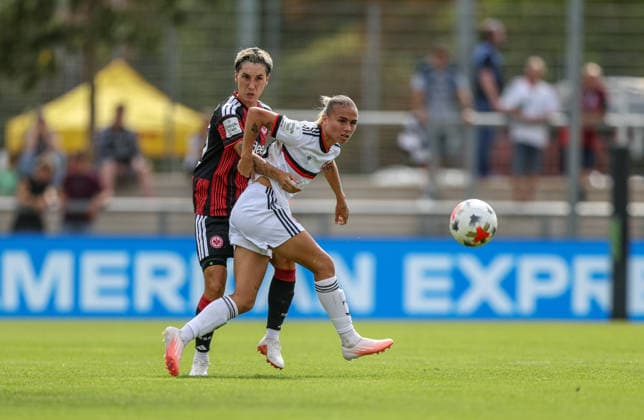 GER, Frankfurt, Eintracht Frankfurt vs 1. FC Nürnberg, Google Pixel Frauen Bundesliga, Fussball, DFB, Spielzeit 2026 2027, Stadion am Brentanobad, 2. Spieltag im Bild v.l.: Sara Doorsoun (Eintracht Frankfurt Frauen 23), Louna Lapassouse (FC Nürnberg Frauen 99) DFB DFL REGULATIONS PROHIBIT ANY USE OF PHOTOGRAPHS AS IMAGE SEQUENCES AND OR QUASI-VIDEO, 30.08.2026 *** GER, Frankfurt, Eintracht Frankfurt vs. 1. FC Nürnberg, Google Pixel Women s Bundesliga, Soccer, DFB, 2026–2027 Season, Stadion am Brentanobad, Matchday 2 in pictures (from left): Sara Doorsoun, Eintracht Frankfurt Women 23, Louna Lapassouse, FC Nuremberg Women ’99. DFB and DFL regulations prohibit any use of photographs as image sequences and or quasi-video. August 30, 2026 Copyright: HMBxMedia HendrikxHamelau