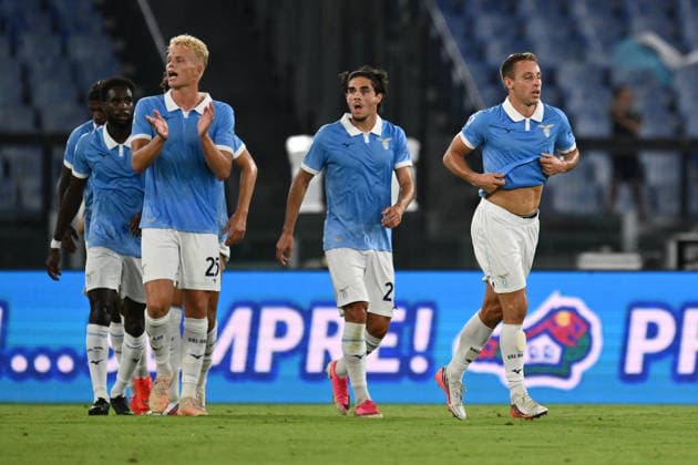 IPA87947446 - Davide Frattesi of S.S. Lazio celebrates after scoring the goal that made the score 1-0 during Matchday 2 of the Serie A Championship between S.S. Lazio and Genoa C.F.C. at the Olympic Stadium on August 30, 2026, in Rome, Italy.  Copyright: xDomenicoxCippitelli IPAxSportx xx 87947446