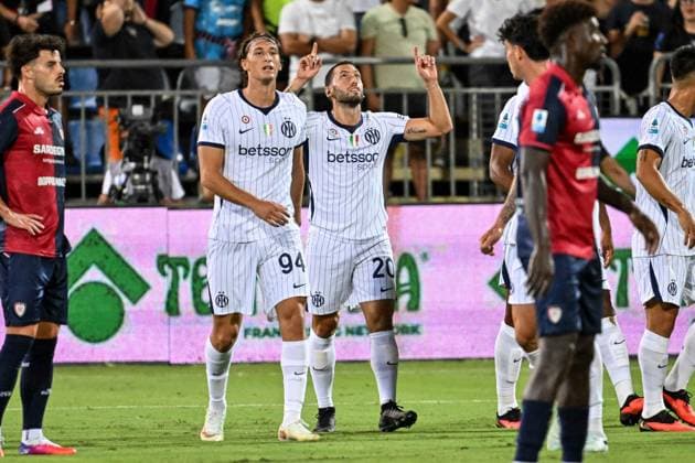 SOCCER - Serie A - Cagliari Calcio vs. Inter - FC Internazionale Photo by IPA ABACAPRESS.COM87947029 - Hakan Calhanoglu of Inter, Exultation, Joy, Celebration After Scoring a Goal, During the Cagliari Calcio vs. Inter - FC Internazionale Italian Serie A Soccer Match in Cagliari, Italy, August 30, 2026 Cagliari Italy  Copyright: xIPAxSport ABACAx