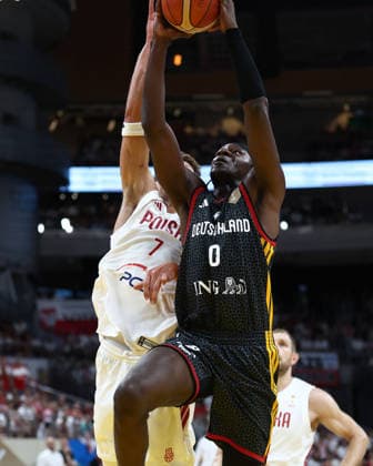 Poland V Germany - FIBA Basketball World Cup European Qualifier Group K Isaac Bonga plays during the FIBA Basketball World Cup European Qualifier Group K match between Poland and Germany at Ergo Arena in Gdansk, Poland, on August 30, 2026. Gdansk Poland  Copyright: xPiotrxMatusewiczx originalFilename:matusewicz-polandvg260830_npSud.jpg