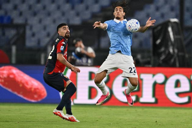 SOCCER - Serie A - SS Lazio vs. Genoa CFC Photo by IPA ABACAPRESS.COM87948018 - Johan Vasquez of Genoa C.F.C. and Matteo Cancellieri of S.S. Lazio are in action during Matchday 2 of the Serie A Championship between S.S. Lazio and Genoa C.F.C. at the Olympic Stadium on August 30, 2026, in Rome, Italy. Rome Italy  Copyright: xIPAxSport ABACAx