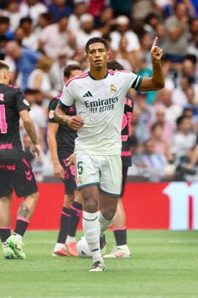ESP: LaLiga EA Sports Real Madrid v Malaga CF Jude Bellingham of Real Madrid scores goal and celebrates during LaLiga EA Sports match between Real Madrid v Malaga CF played at Bernabeu Stadium, Madrid on August 30 2026 in Spain Madrid Spain Soccer Copyright: xAgenciaxLOFx
