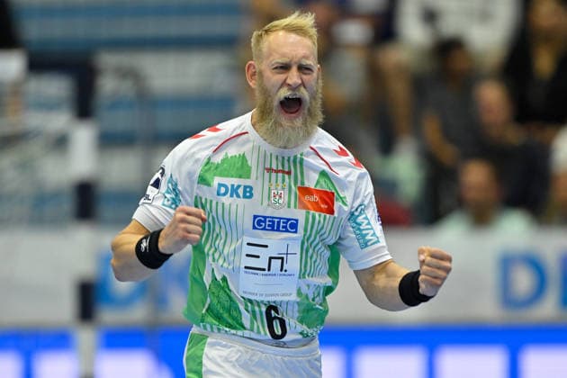 Gummersbach, Schwalbe Arena, 30.08.26, GER, Herren, Handball-Bundesliga, Opel HBL, Saison 2026-2027, VfL Gummersbach - SC Magdeburg Bild: Jubel, Freude, Emotion, Torjubel bei Torschuetze Matthias MUSCHE (Magdeburg) Nordrhein-Westfalen Deutschland