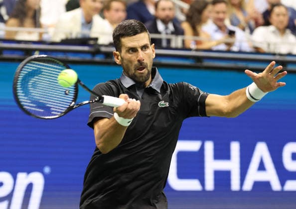 August 30, 2026, New York, New York, USA: NOVAK DJOKOVIC of Serbia during the match against Mariano Navone of Argentina in the first round of Grand Slam tournament US Open. Tennis 2026: US Open: First Round: DJOKOVIC vs NAVONE  - ZUMAc278 20260830_zsp_c278_003 Copyright: xMarcinxCholewinskix
