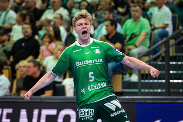 30.08.2026, xovx, Handball Opel Handball-Bundesliga, HSG Wetzlar - SG BBM Bietigheim Jubel bei Tristan Kirschner (HSG Wetzlar) Wetzlar Buderus Arena Hessen Deutschland (DE)