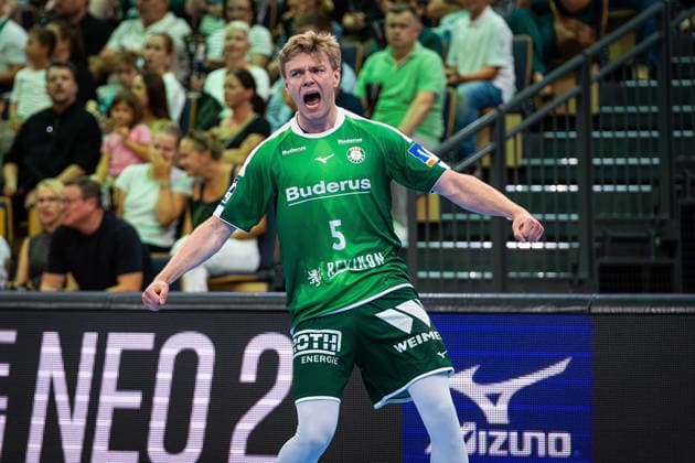 30.08.2026, xovx, Handball Opel Handball-Bundesliga, HSG Wetzlar - SG BBM Bietigheim Jubel bei Tristan Kirschner (HSG Wetzlar) Wetzlar Buderus Arena Hessen Deutschland (DE)