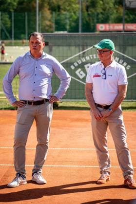 TENNIS - Davis Cup, AUT vs BEL VIENNA,AUSTRIA,31.AUG.26 - TENNIS - ITF Davis Cup, qualification round 2, Austria vs Belgium, preview, press conference, PK, Pressekonferenz OETV. Image shows Johannes Schreiner and managing director Thomas Schweda (OETV).  GEPAxpictures xKevinxHackner