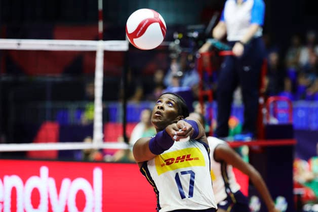 BRNO, TJECKIEN 20260831 Italiens Myriam Fatime Sylla under attondelsfinalen i damernas volleyboll-EM mellan Italien och Bulgarien i Brno, Tjeckien. BRNO TJECKIEN x9200x
