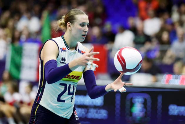 BRNO, CZECH REPUBLIC 20260831 Italy s Myriam Fatime Sylla during the round of 16 match of the Women s European Volleyball Championship between Italy and Bulgaria in Brno, Czech Republic. BRNO CZECH REPUBLIC x9200x