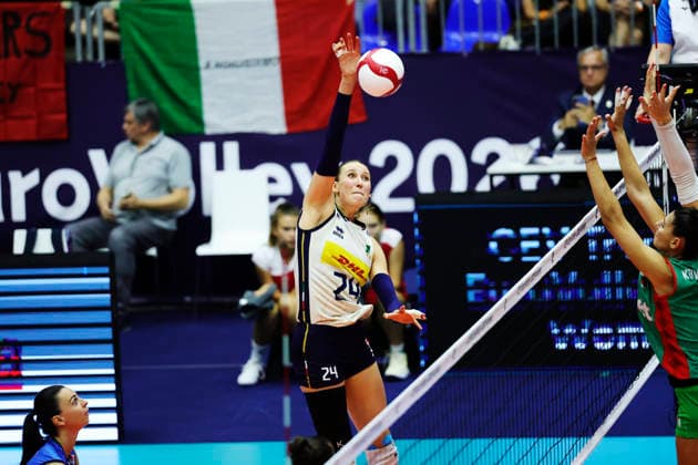 BRNO, CZECH REPUBLIC 20260831 Italy s Myriam Fatime Sylla during the round of 16 match of the Women s European Volleyball Championship between Italy and Bulgaria in Brno, Czech Republic. BRNO CZECH REPUBLIC x9200x