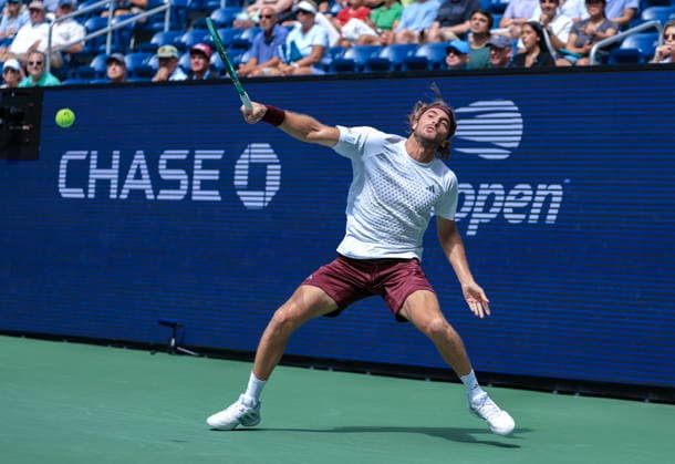 US Open tennis tournament - Day 2 Stefanos Tsitsipas of Greece in action against Arthur Fils of France during the Men s Singles first round tennis match of the US Open Tennis Championships, in Flushing Meadows, New York, USA, 31 August 2026. FLUSHING MEADOWS NEW YORK United States  Copyright: xCRISTOBALxHERRERA-ULASHKEVICHx