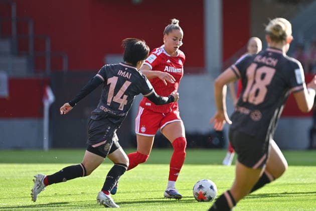 v.li:Yurina IMAI (MZ), Giulia GWINN (FCB), Aktion,Zweikampf. Fussball Google Pixel Bundesliga der Frauen Saison 2026 2027, 2.Spieltag, Spieltag02 FC Bayern Muenchen Frauen - 1.FSV Mainz 05 am 31.08.2026 FC BAYERN CAMPUS *** From left: Yurina IMAI (MZ), Giulia GWINN (FCB), action, tackle, soccer, Google Pixel, Women s Bundesliga, 2026–2027 season, Matchday 2, Matchday 02: FC Bayern Munich Women 1 vs. FSV Mainz 05 on August 31, 2026, FC BAYERN CAMPUS