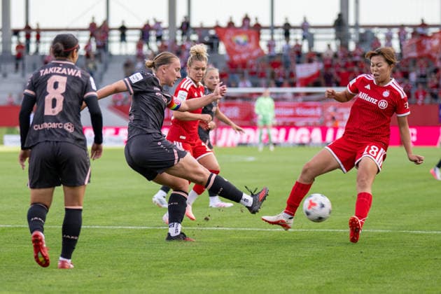 Johanna Berg 9 (1. FSV Mainz 05), Linda Dallmann 10 (FC Bayern Muenchen), Momoko Tanikawa 18 (FC Bayern Muenchen), FC Bayern Frauen Muenchen - 1. FSV Mainz 05, Google Pixel Frauenbundesliga, 2. Spieltag, 31.08.26 DFB regulations prohibit any use of photographs as image sequences and or quasi-video. (kolbert-press) Muenchen Bayern Deutschland *** Johanna Berg 9 1 FSV Mainz 05, Linda Dallmann 10 FC Bayern Munich, Momoko Tanikawa 18 FC Bayern Munich, FC Bayern Women Munich 1 FSV Mainz 05, Google Pixel Women s Bundesliga, Matchday 2, August 31, 2026 DFB regulations prohibit any use of photographs as image sequences and or quasi-video Kolbert Press Munich Bayern Germany Copyright: xkolbert-press UlrichxGamelx