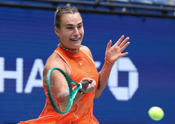 August 31, 2026, New York City, New York, USA: ARYNA SABALENKA during the match against C. Osorio of Colombia in the first round of Grand Slam tournament US Open. New York, USA. Tennis: US Open - Aryna Sabalenka  - ZUMAc278 20260831_zsp_c278_010 Copyright: xMarcinxCholewinskix