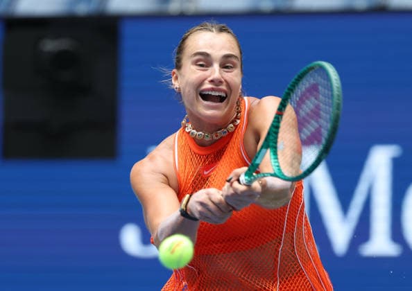 August 31, 2026, New York City, New York, USA: ARYNA SABALENKA during the match against C. Osorio of Colombia in the first round of Grand Slam tournament US Open. New York, USA. Tennis: US Open - Aryna Sabalenka  - ZUMAc278 20260831_zsp_c278_019 Copyright: xMarcinxCholewinskix