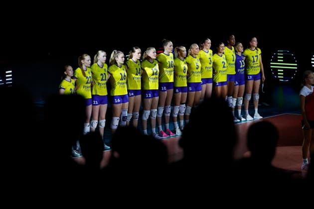 260831 Players of Sweden ahead of the CEV EuroVolley 2026 round of 16 volleyball match between Czech Republic and Sweden on August 31, 2026 in Brno. Photo: Pavel Lebeda BILDBYRAN COP 18 XY0126 volleyboll volleyball womens euro volley championship round of 16 czechia - sweden bbeng Copyright: PAVELxLEBEDA BB260831BB462