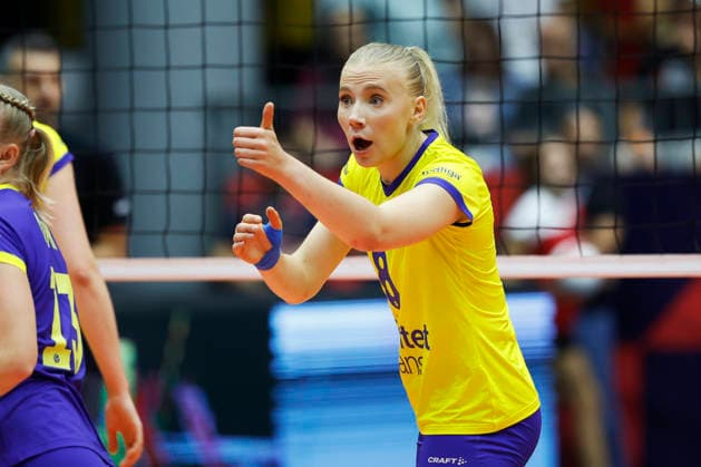 260831 Elma Olofsson of Sweden during the CEV EuroVolley 2026 round of 16 volleyball match between Czech Republic and Sweden on August 31, 2026 in Brno. Photo: Pavel Lebeda BILDBYRAN COP 18 XY0126 volleyboll volleyball womens euro volley championship round of 16 czechia - sweden bbeng Copyright: PAVELxLEBEDA BB260831BB477