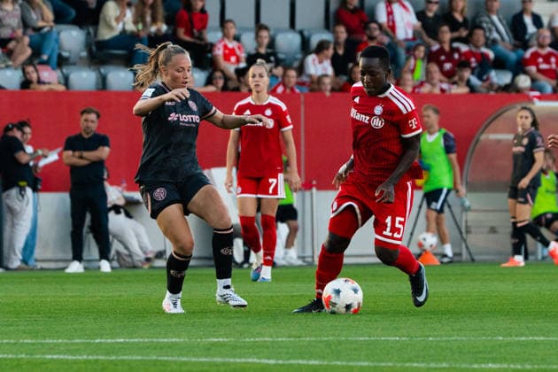 Fussball: Google Pixel Frauen-Bundesliga, 2. Spieltag, FC Bayern München Frauen - 1. FSV Mainz 05 Frauen am 31.08.2026 in München (FC Bayern Campus-Stadion), Deutschland, Saison 2026 2027: Bernadette Amani (FC Bayern München, 15) München FC Bayern Campus-Stadion Deutschland *** Soccer Google Pixel Women s Bundesliga, Matchday 2, FC Bayern Munich Women vs. FSV Mainz 05 Women on August 31, 2026, at FC Bayern Campus Stadium in Munich, Germany, 2026–2027 season, Bernadette Amani, FC Bayern Munich, 15, FC Bayern Campus Stadium, Munich, Germany Copyright: xPhilippxImhofx