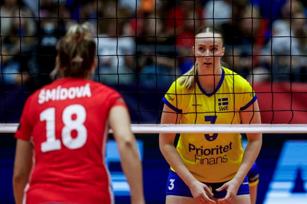 260831 Linda Andersson of Sweden during the CEV EuroVolley 2026 round of 16 volleyball match between Czech Republic and Sweden on August 31, 2026 in Brno. Photo: Pavel Lebeda BILDBYRAN COP 18 XY0126 volleyboll volleyball womens euro volley championship round of 16 czechia - sweden bbeng Copyright: PAVELxLEBEDA BB260831BB538