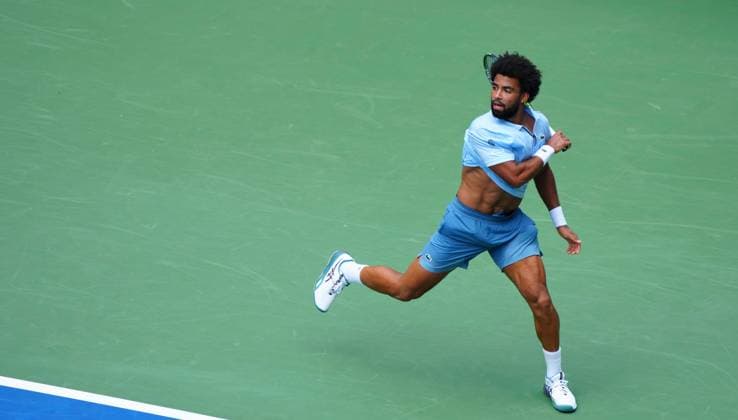 Arthur Fils in first round action 2026 US Open, Day Two, USTA Billie Jean King National Tennis Center, New York, USA - 31 Aug 2026New York USTA Billie Jean King National T New York (NY) United States of America EDITORIAL USE ONLY No use with unauthorised audio, video, data, fixture lists, club league logos or live services. Online in-match use limited to 120 images, no video emulation. No use in betting, games or single club league player publications. Copyright: xJavierxGarcia Shutterstockx 17124548r