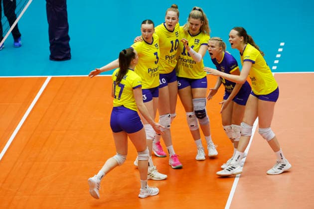 260831 Anna Haak, Linda Andersson, Isabelle Haak, Vilma Julevik of Sweden celebrates during the CEV EuroVolley 2026 round of 16 volleyball match between Czech Republic and Sweden on August 31, 2026 in Brno. Photo: Pavel Lebeda BILDBYRAN COP 18 XY0126 volleyboll volleyball womens euro volley championship round of 16 czechia - sweden bbeng jubel Copyright: PAVELxLEBEDA BB260831BB551