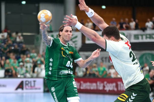 Handball, HBL2: SC DHfK Leipzig - GWD Minden; 31.08.2026 Dean Bombac (44, SC DHfK Leipzig) wirft. Handball, 2. Bundesliga, Saison 2026 2027, 1. Spieltag: SC DHfK Leipzig vs. GWD Minden am 31.08.2026 in der Quarterback Immobilien Arena Leipzig. Copyright: xBEAUTIFULxSPORTS JanxKaeferx