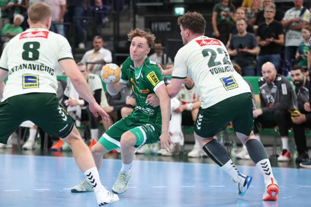 Handball, HBL2: SC DHfK Leipzig - GWD Minden; 31.08.2026 Caspar Gauer (25, SC DHfK Leipzig). Handball, 2. Bundesliga, Saison 2026 2027, 1. Spieltag: SC DHfK Leipzig vs. GWD Minden am 31.08.2026 in der Quarterback Immobilien Arena Leipzig. Copyright: xBEAUTIFULxSPORTS JanxKaeferx