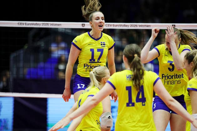 BRNO, TJECKIEN 20260831 Sveriges Anna Haak jublar under attondelsfinalen i damernas volleyboll-EM mellan Tjeckien och Sverige i Brno, Tjeckien. BRNO TJECKIEN x9200x